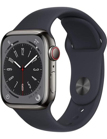 Apple Watch Series 8 GPS + Cellular 41mm Caja de Acero Inoxidable Grafito con Correa Deportiva Media