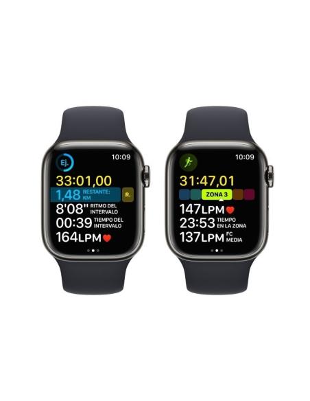 Apple Watch Series 8 GPS + Cellular 41mm Caja de Acero Inoxidable Grafito con Correa Deportiva Media