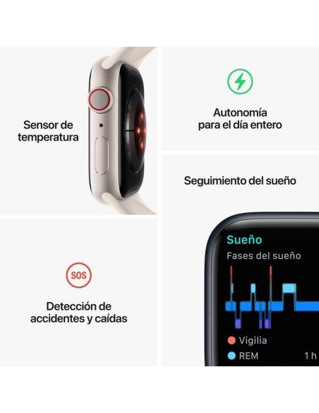 Apple Watch Series 8 GPS + Cellular 41mm Caja de Acero Inoxidable Grafito con Correa Deportiva Media