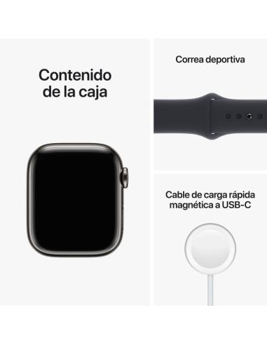 Apple Watch Series 8 GPS + Cellular 41mm Caja de Acero Inoxidable Grafito con Correa Deportiva Media