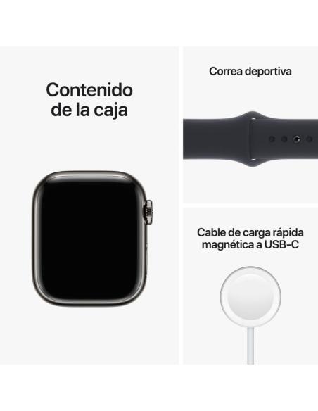 Apple Watch Series 8 GPS + Cellular 41mm Caja de Acero Inoxidable Grafito con Correa Deportiva Media