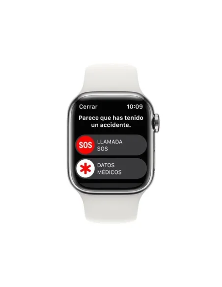 Apple Watch Series 8 GPS + Cellular 41mm Caja de Acero Inoxidable Plata con Correa Deportiva Blanca