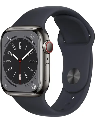 Apple Watch Series 8 GPS + Cellular 45mm Caja de Acero Inoxidable Grafito con Correa Deportiva Media