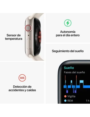 Apple Watch Series 8 GPS + Cellular 45mm Caja de Acero Inoxidable Grafito con Correa Deportiva Media