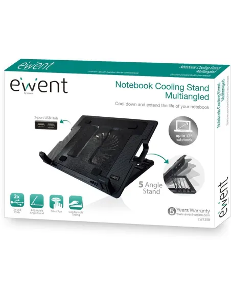 Ewent EW1258 Base de Refrigeracion para Portátil hasta 17" Negro