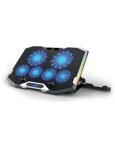 Ewent EW1260 Soporte Refrigerador RGB Multiángulo para Portátiles con 6 Ventiladores de Velocidad Ajustable
