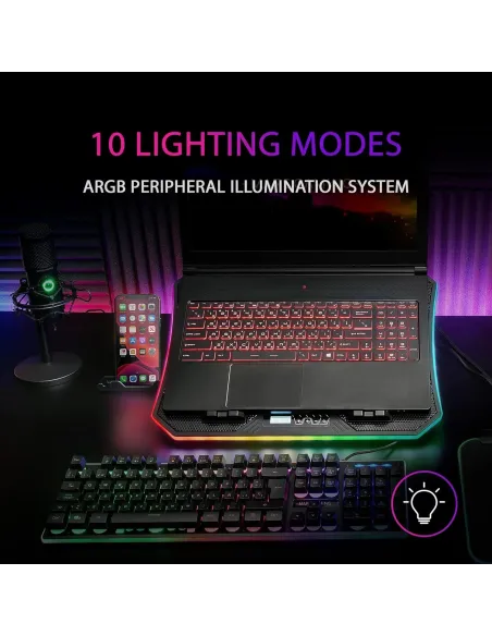 Mars Gaming MNBC6 Base Refrigeradora RGB para Portátiles hasta 19'' + Stand XL