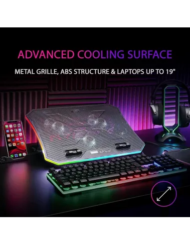 Mars Gaming MNBC6 Base Refrigeradora RGB para Portátiles hasta 19'' + Stand XL