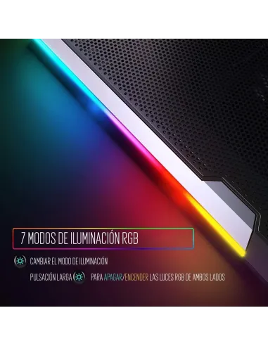 Ewent EW1260 Soporte Refrigerador RGB Multiángulo para Portátiles con 6 Ventiladores de Velocidad Ajustable
