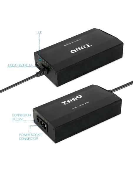 TooQ Cargador Universal para Portátil 100W Negro