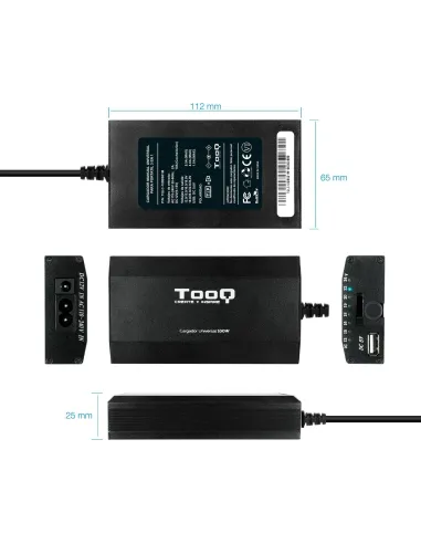 TooQ Cargador Universal para Portátil 100W Negro