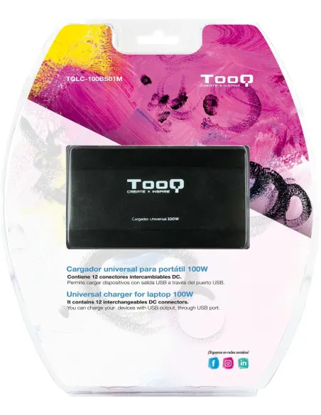 TooQ Cargador Universal para Portátil 100W Negro