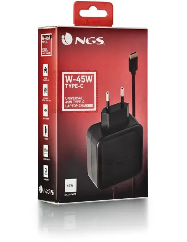 NGS Cargador Universal USB-C 45W Negro