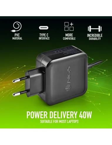 NGS Cargador Universal USB-C 45W Negro