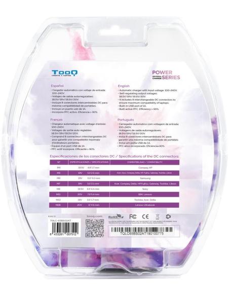 TooQ TQLC65BS02AT Cargador Universal para Portátil 65 W Negro