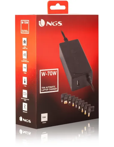NGS W70W Cargador Universal para Portátil 70W Negro