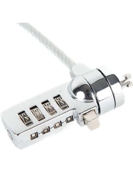 iggual IGG318928 Cable de Seguridad con Combinación para Portátiles 1.5m Plata