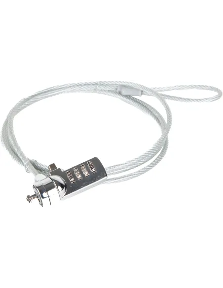 iggual IGG318928 Cable de Seguridad con Combinación para Portátiles 1.5m Plata