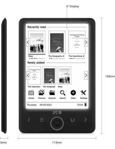SPC Dickens Light 2 Libro Electrónico 6" 8GB Negro