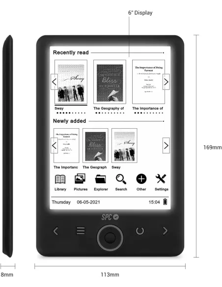 SPC Dickens Light 2 Libro Electrónico 6" 8GB Negro