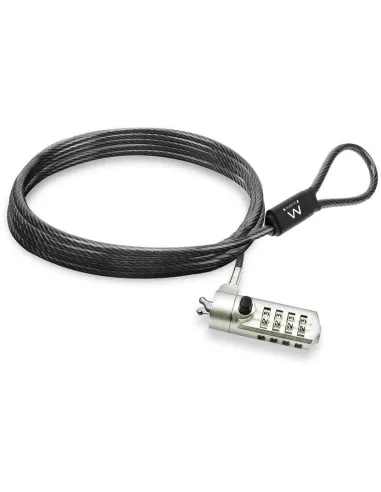 Ewent EW1243 Cable de Seguridad con Combinación para Portátiles 1.5m Negro
