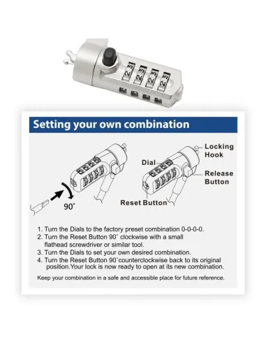Ewent EW1243 Cable de Seguridad con Combinación para Portátiles 1.5m Negro