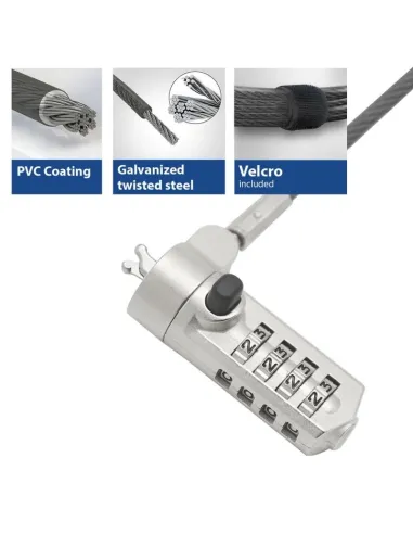 Ewent EW1243 Cable de Seguridad con Combinación para Portátiles 1.5m Negro