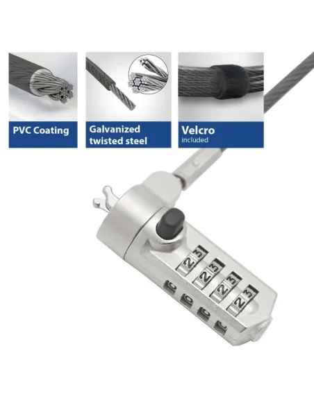 Ewent EW1243 Cable de Seguridad con Combinación para Portátiles 1.5m Negro