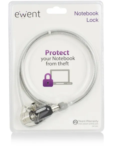 Ewent EW1242 Cable de Seguridad con Llave para Portátiles 1.5m Gris
