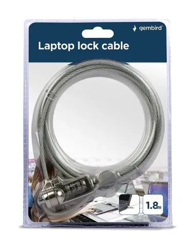 Gembird Cable de Seguridad con Combinación para Portátiles 1.8m Gris