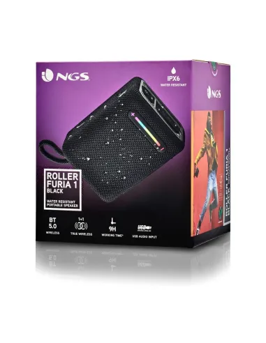 NGS Roller Furia 1 Altavoz Inalámbrico RGB Negro