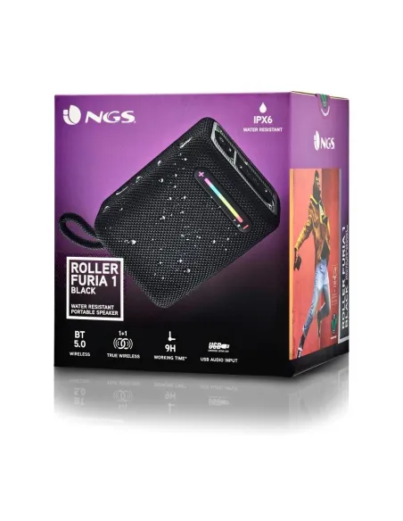 NGS Roller Furia 1 Altavoz Inalámbrico RGB Negro