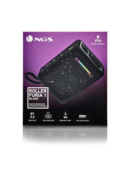 NGS Roller Furia 1 Altavoz Inalámbrico RGB Negro