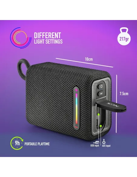 NGS Roller Furia 1 Altavoz Inalámbrico RGB Negro