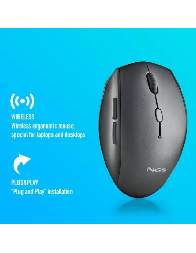 NGS BEEBLACK Ratón Inalámbrico 1600DPI Negro
