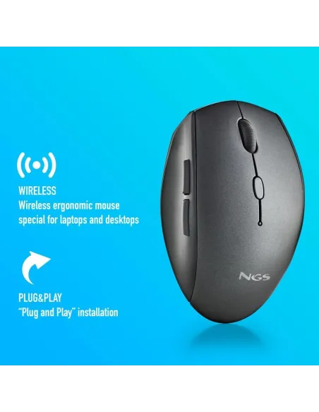 NGS BEEBLACK Ratón Inalámbrico 1600DPI Negro
