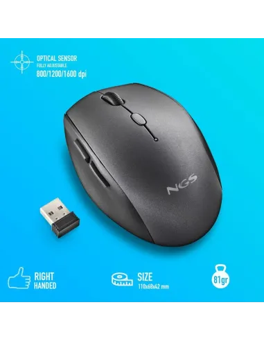 NGS BEEBLACK Ratón Inalámbrico 1600DPI Negro
