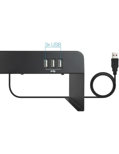 TooQ TQMR0124 Soporte para Monitor USB-A 2.0 Máx. 20 Kg Negro