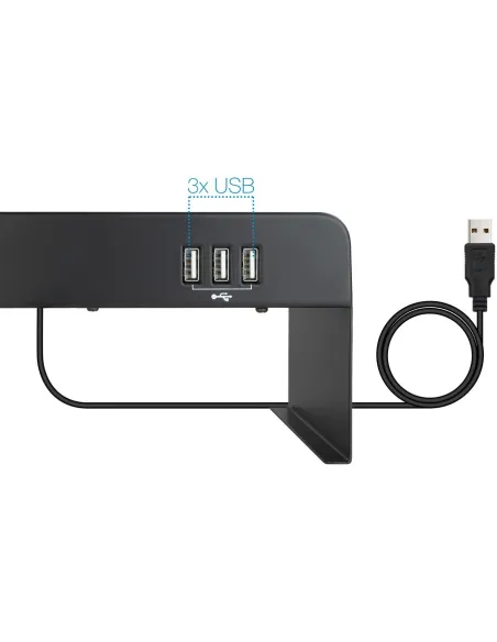 TooQ TQMR0124 Soporte para Monitor USB-A 2.0 Máx. 20 Kg Negro