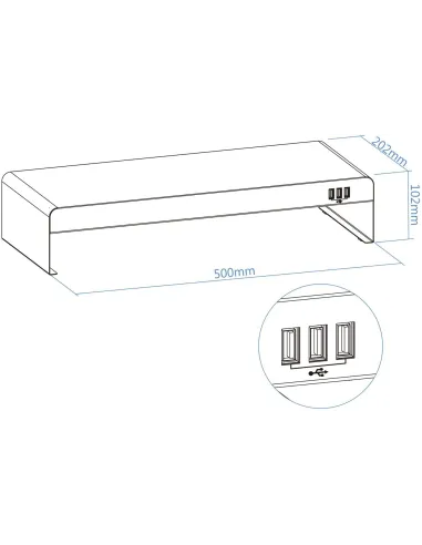 TooQ TQMR0124 Soporte para Monitor USB-A 2.0 Máx. 20 Kg Negro