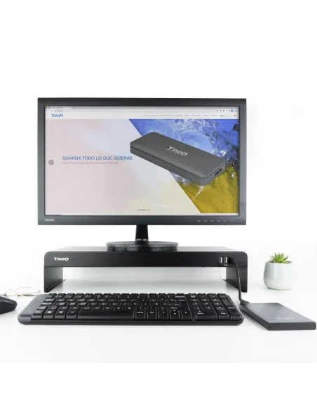 TooQ TQMR0124 Soporte para Monitor USB-A 2.0 Máx. 20 Kg Negro