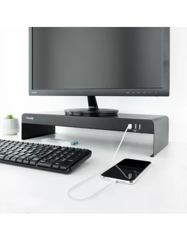 TooQ TQMR0124 Soporte para Monitor USB-A 2.0 Máx. 20 Kg Negro