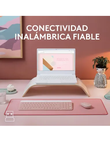 Logitech MK470 Slim Combo Teclado + Ratón Inalámbricos Rosado