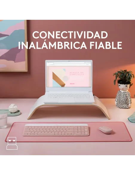 Logitech MK470 Slim Combo Teclado + Ratón Inalámbricos Rosado