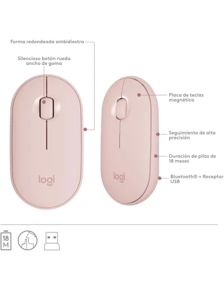 Logitech MK470 Slim Combo Teclado + Ratón Inalámbricos Rosado