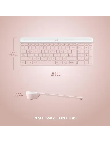 Logitech MK470 Slim Combo Teclado + Ratón Inalámbricos Rosado