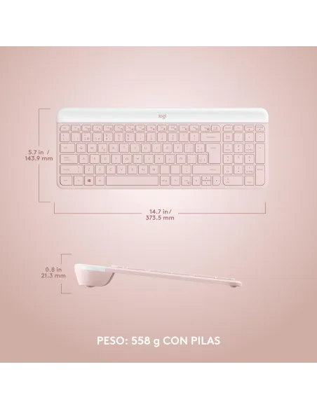 Logitech MK470 Slim Combo Teclado + Ratón Inalámbricos Rosado