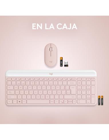 Logitech MK470 Slim Combo Teclado + Ratón Inalámbricos Rosado
