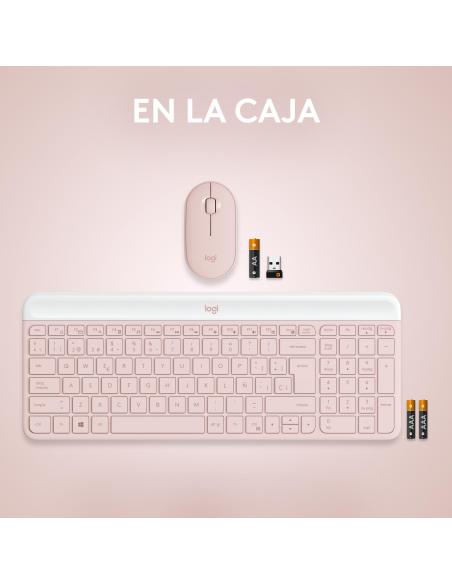 Logitech MK470 Slim Combo Teclado + Ratón Inalámbricos Rosado