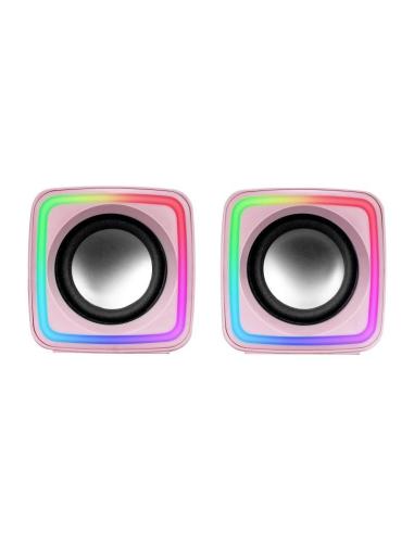 Mars Gaming MMEX Ratón Gaming RGB 32000DPI Rosa + Mars Gaming MSCUBEP Altavoces Gaming RGB DSP 8W Rosas